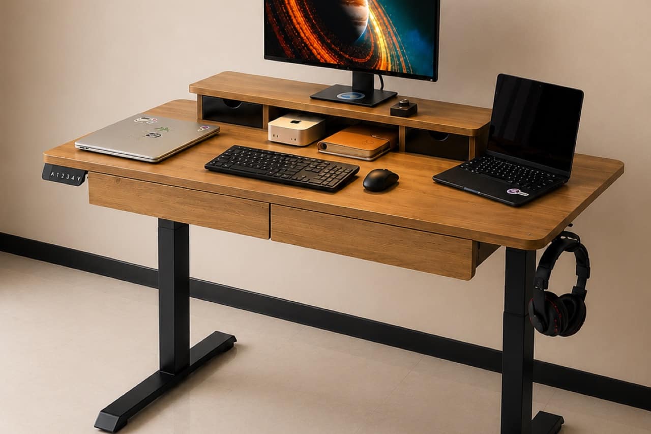 Ergolevel Max in Golden Oak, black legs
