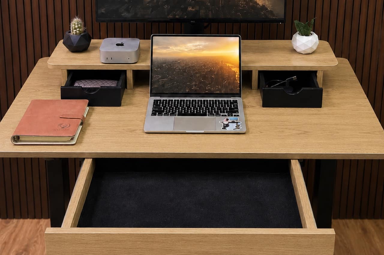 Ergolevel Pro in Golden Oak, black legs