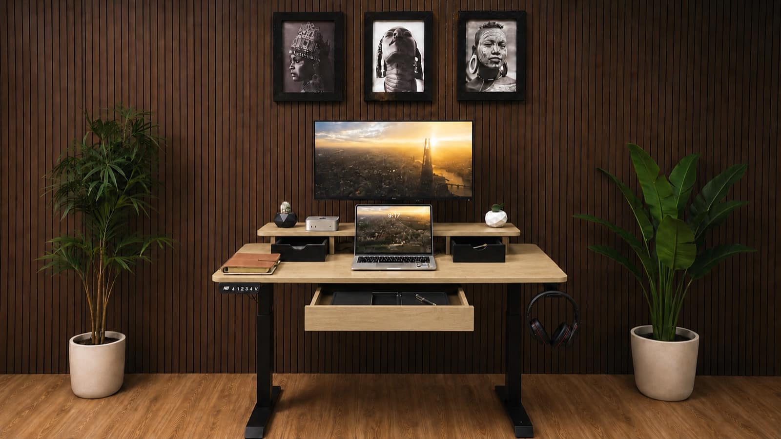 Ergolevel Pro in Golden Oak, black legs