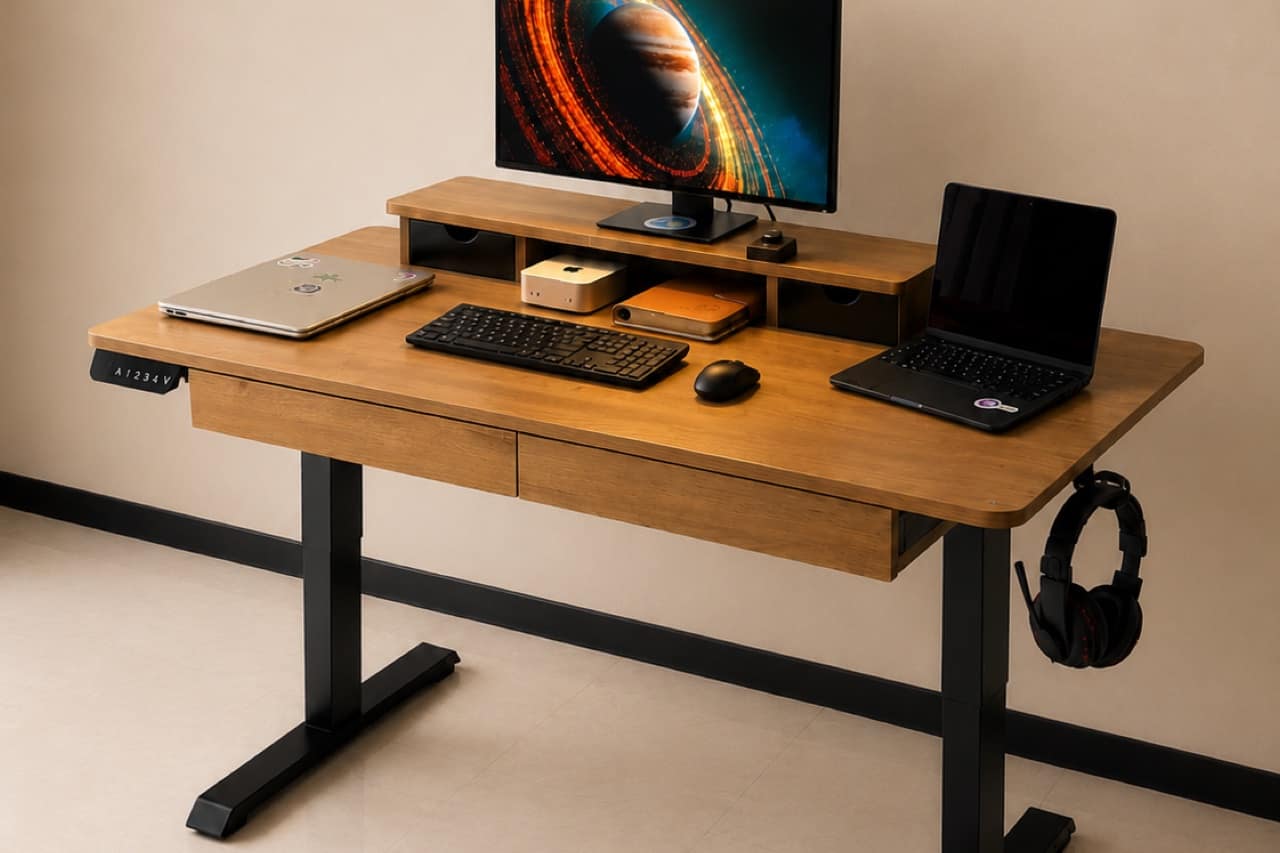 Ergolevel Max in Golden Oak, black legs